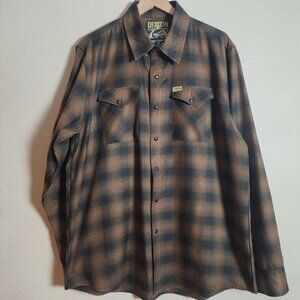 Dixxon Flannel Shirt Mens XL Brown Black Plaid The Chachi Long Sleeve D-Tech